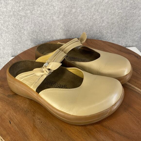 🤎 Birkenstock Tatami Womens 37 / 6 Tan Leather Bow Clogs 🤎 - Picture 12 of 12